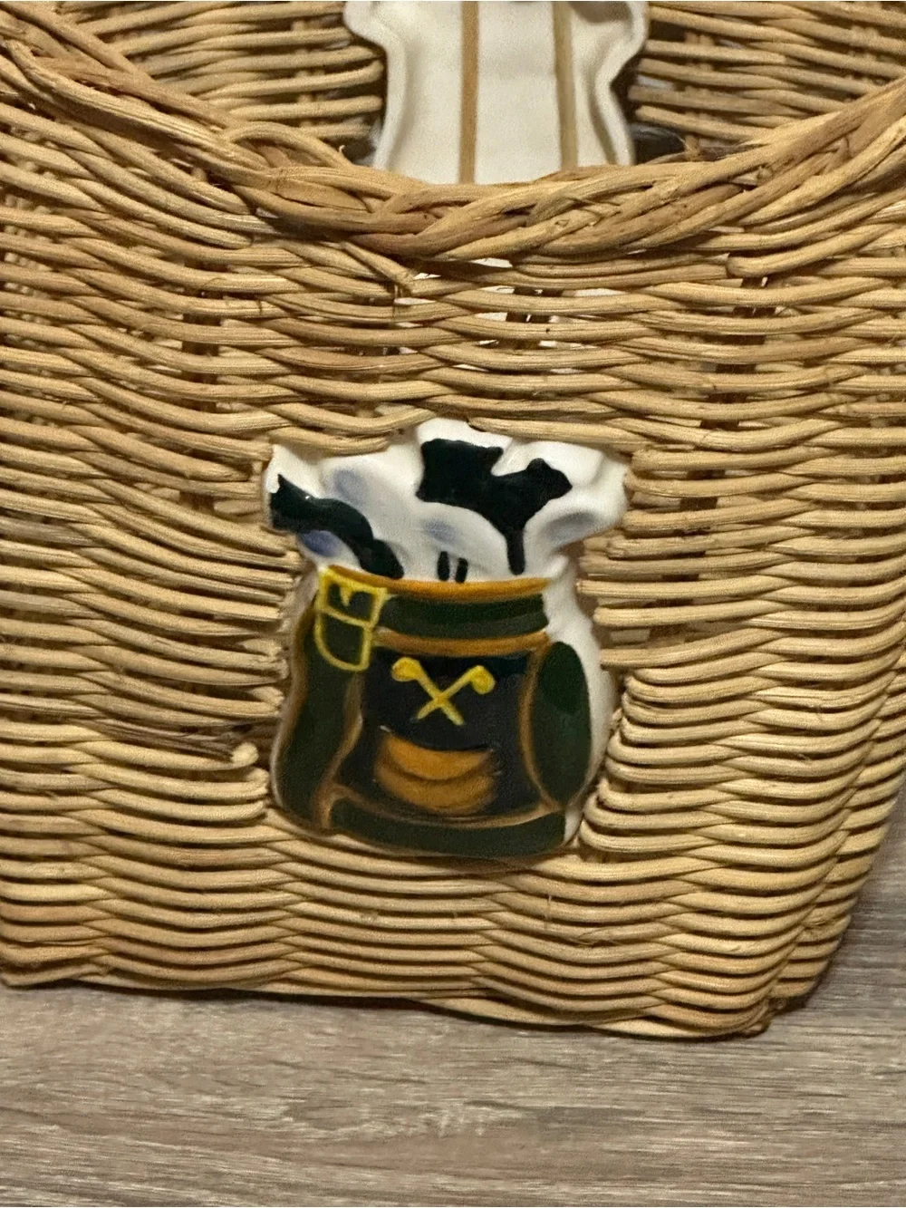 Golf Theme Golfers Waste Basket/Tissue Box Cover Wicker Home Office Golf Clubs